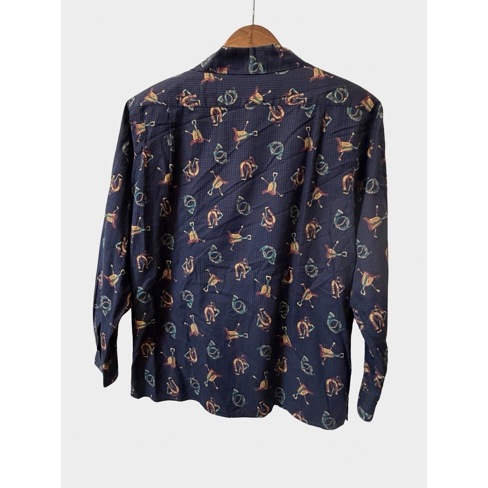 VTG Brooks Brothers Navy Equestrian Horse Bit Button Down Shirt Small Preppy - Picture 6 of 9